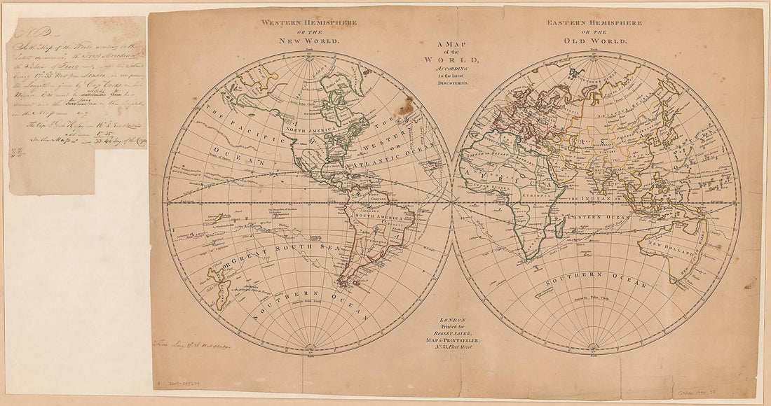 This old map of A Map of the World According to the Latest Discoveries from 1775 was created by Robert Sayer in 1775