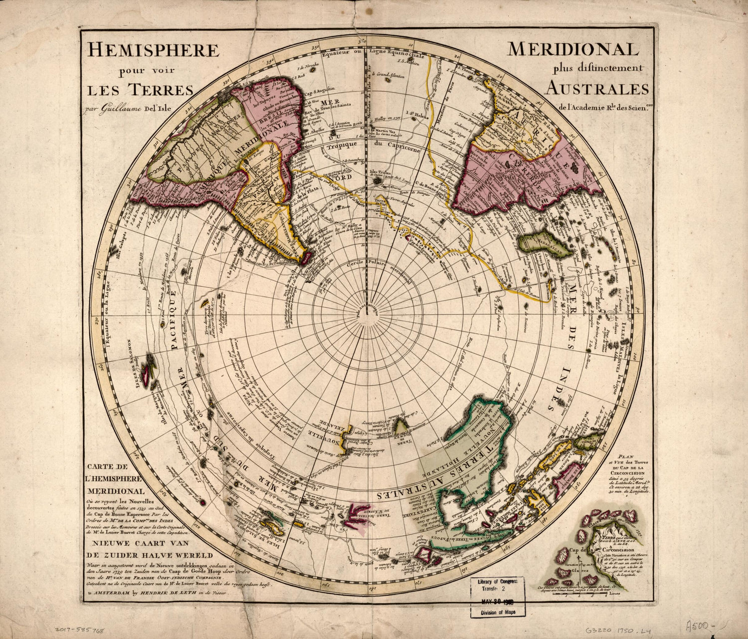 This old map of Hemisphere Meridional Pour Voir Plus Distinctement Les Terres Australes (Carte De L&