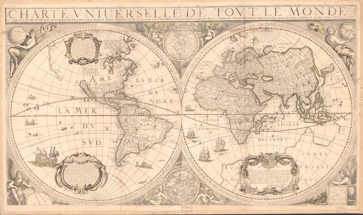 Charte Vniuerselle De Tovt Le Monde : En Laqvelle Plvsievrs Regions Representees Plvs Exactement Qvavx Precedentes &amp; Les Terres Novvellement Descovvertes Fidellement Corrigees Svr Les Dernieres Relations Des Anglois, Hollandois Et Avtres (Charte Unive... by Relic Map Company