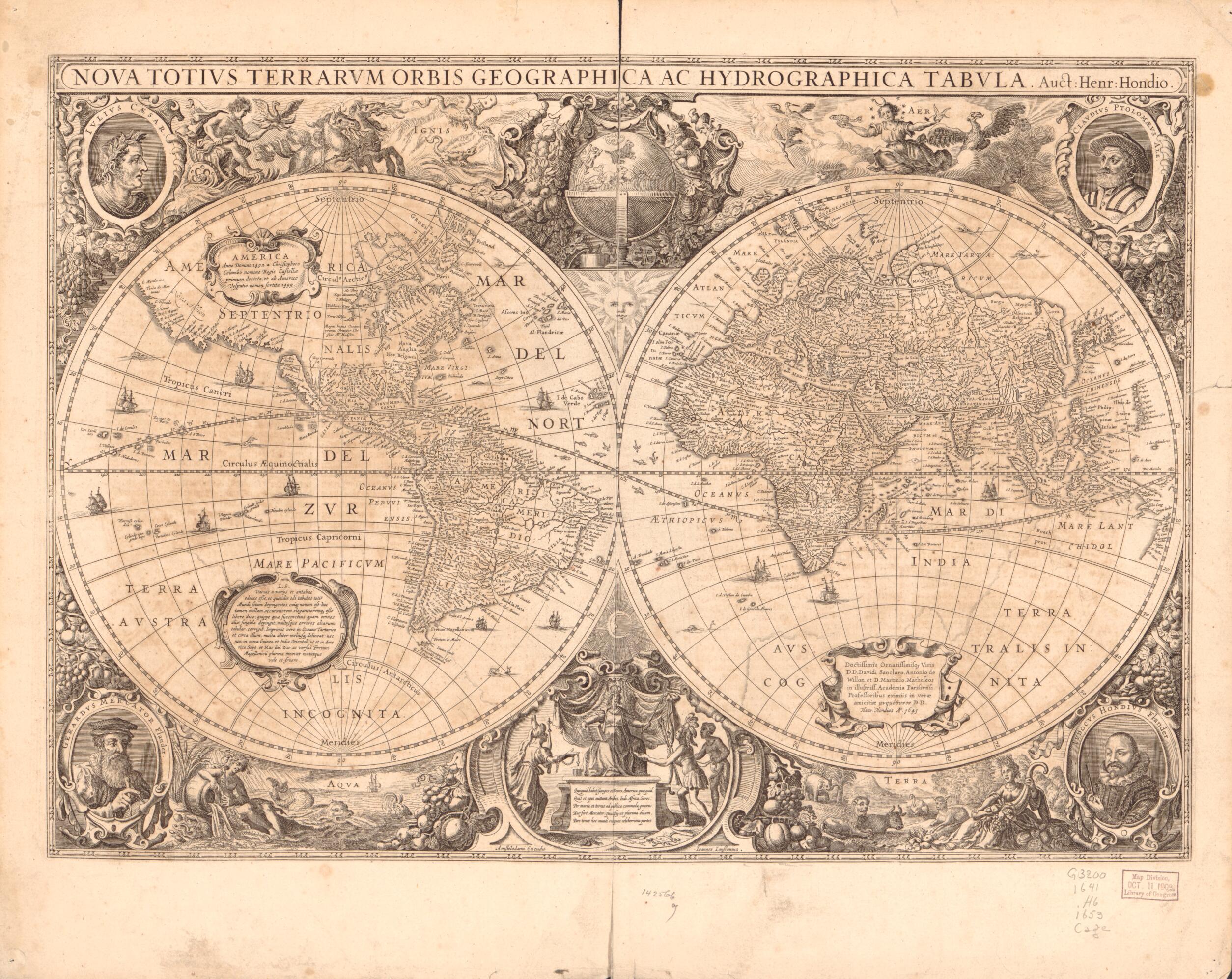This old map of Nova Totivs Terrarvm Orbis Geographica Ac Hydrographica Tabvla (Nova Totius Terrarum Orbis Geographica Ac Hydrographica Tabula, Beschrijvinghe Des Geheelen Aerdtrycx) from 1641 was created by Jodocus Hondius, Jan Jansson in 1641