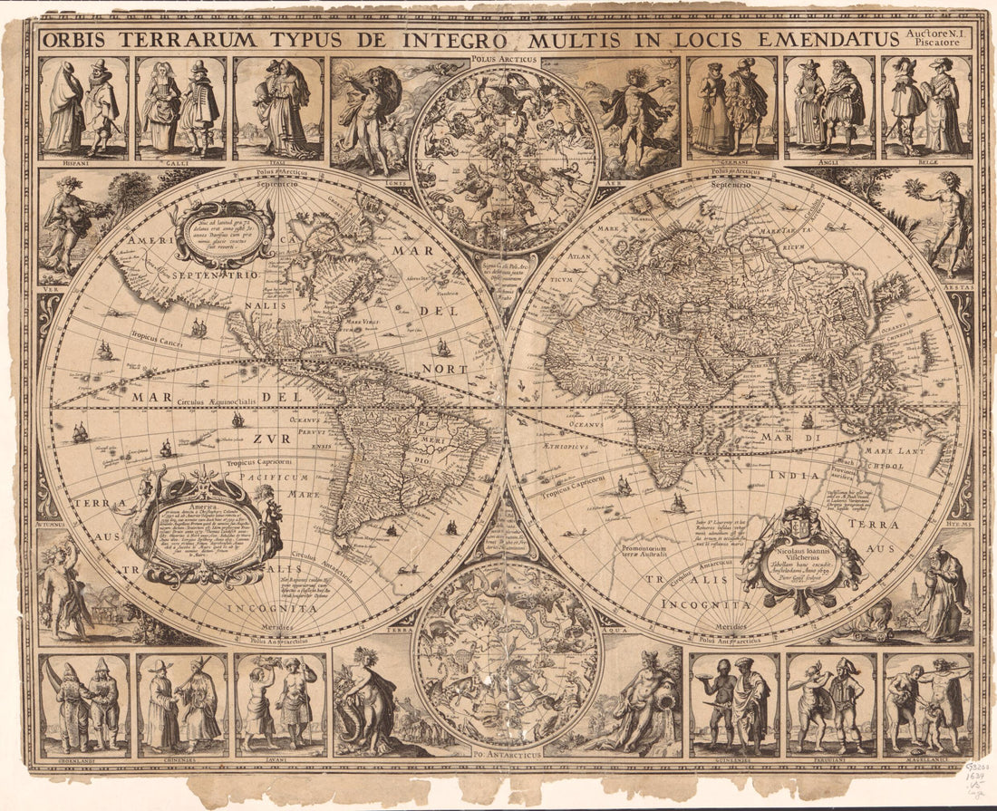 This old map of Orbis Terrarum Typus De Integro Multis In Locis Emendatus from 1639 was created by Pieter Goos, Claes Jansz Visscher in 1639