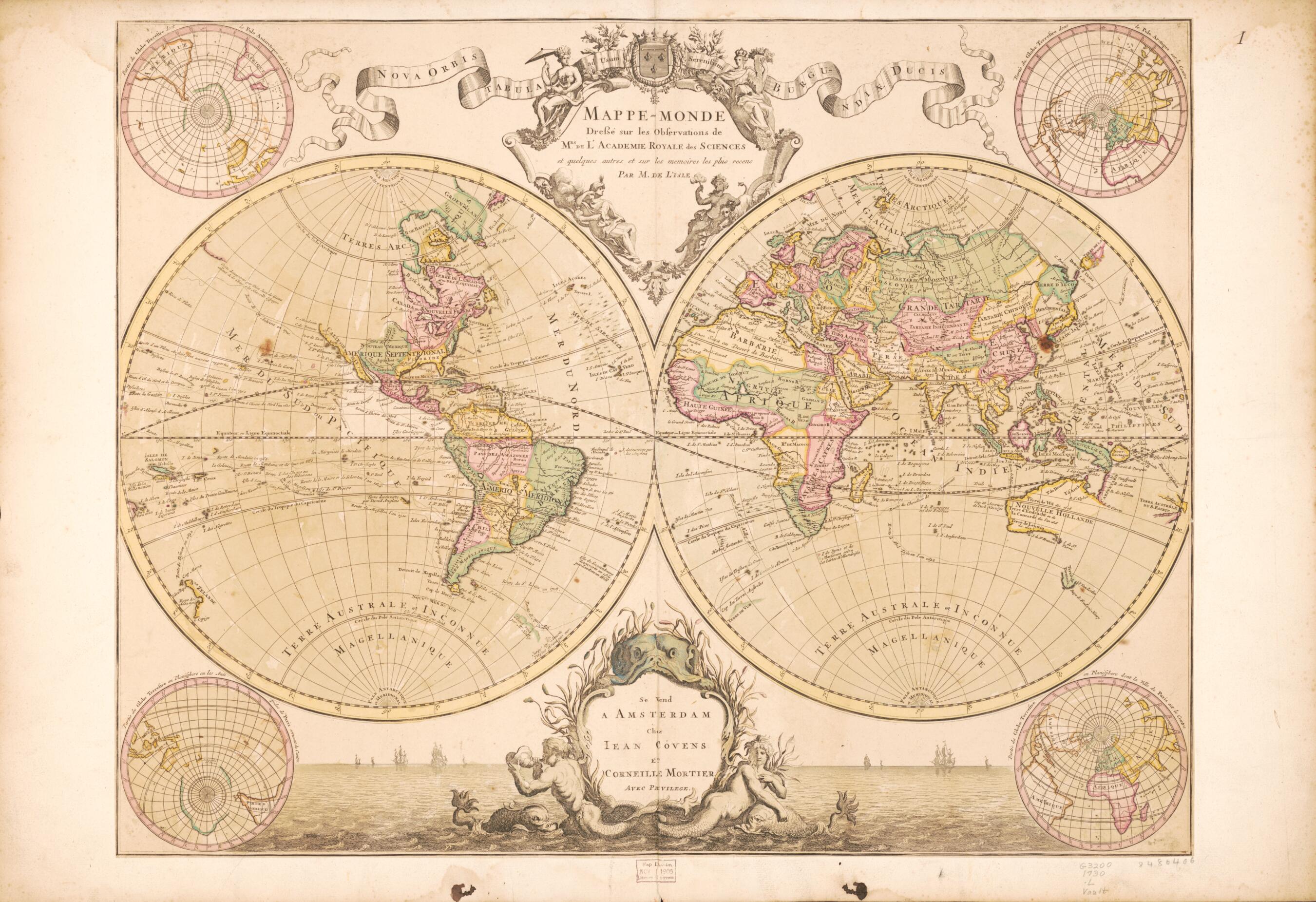 This old map of Monde, Dressé Sur Les Observations De Mrs. De L&