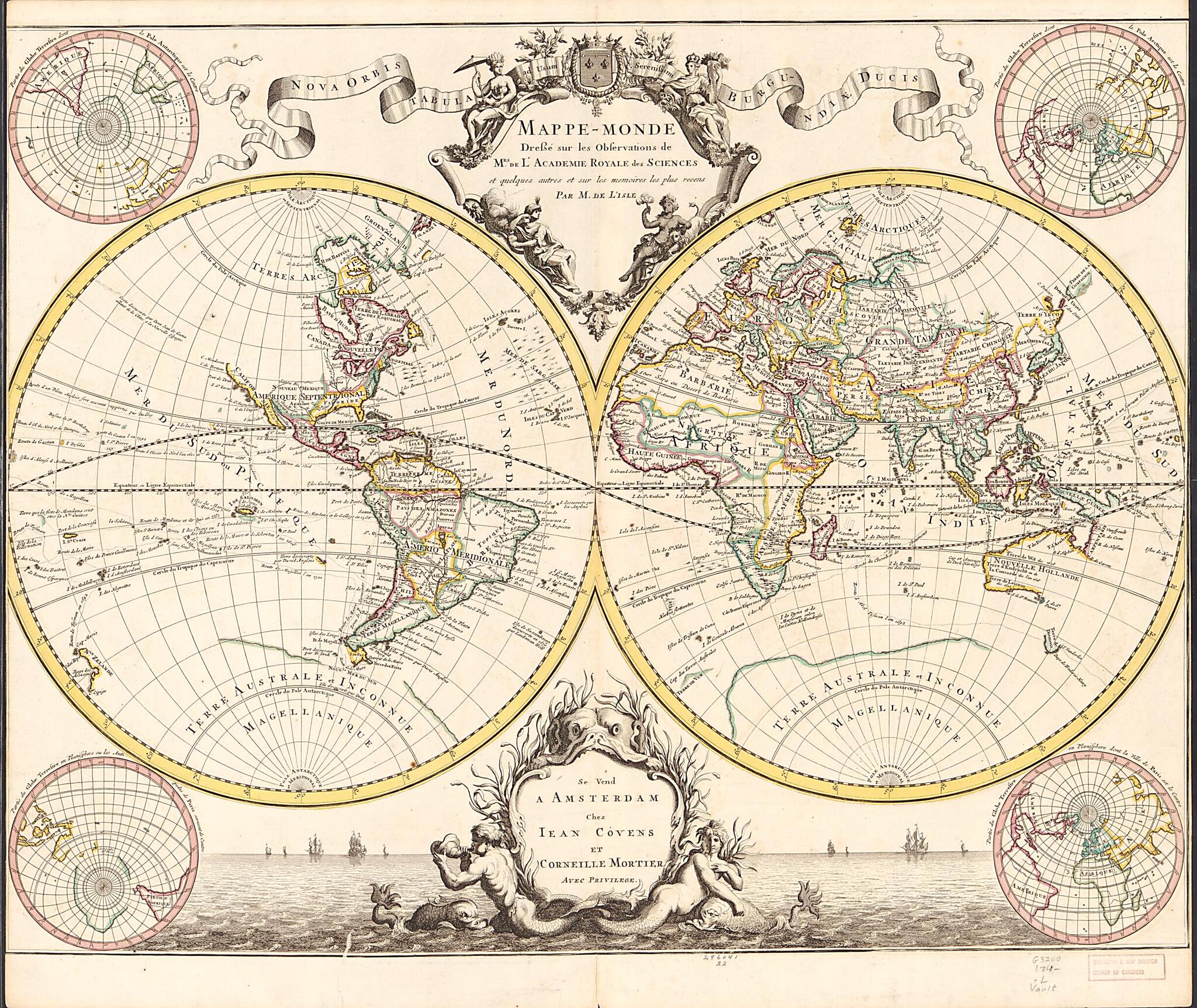 This old map of Monde, Dressé Sur Les Observations De Mrs. De L&