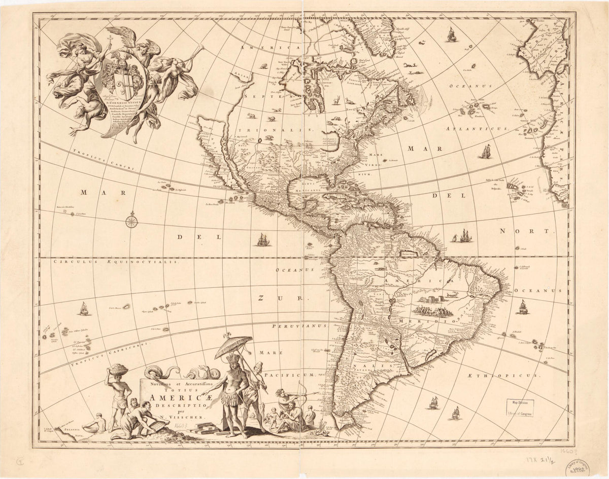 Novissima Et Accuratissima Totius Americae Descriptio 1660 by Relic Map Company