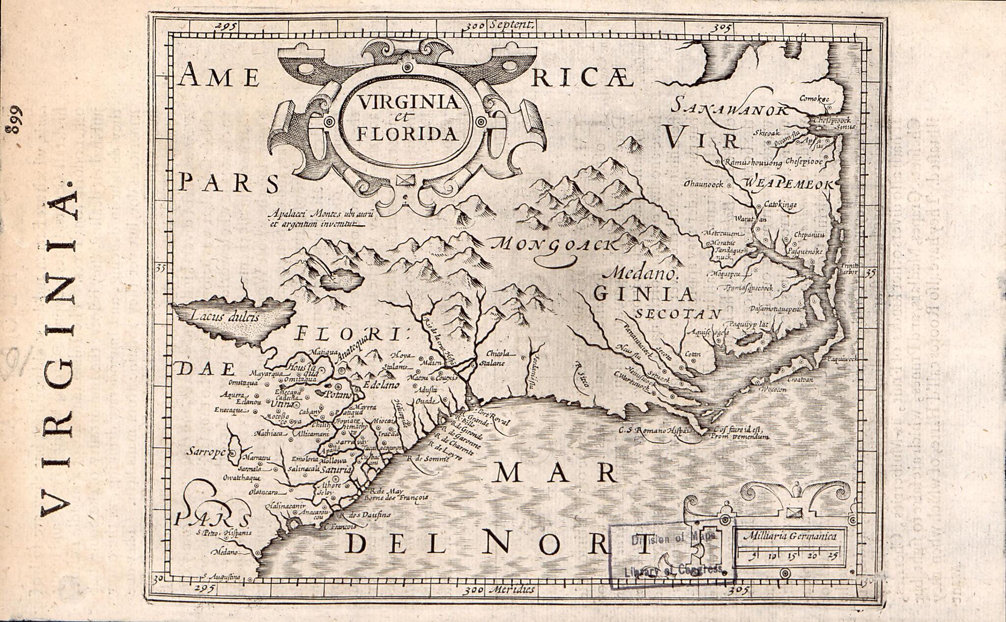 This old map of Virginia Et Florida. (Virginia) from 1637 was created by Gerard Mercator in 1637