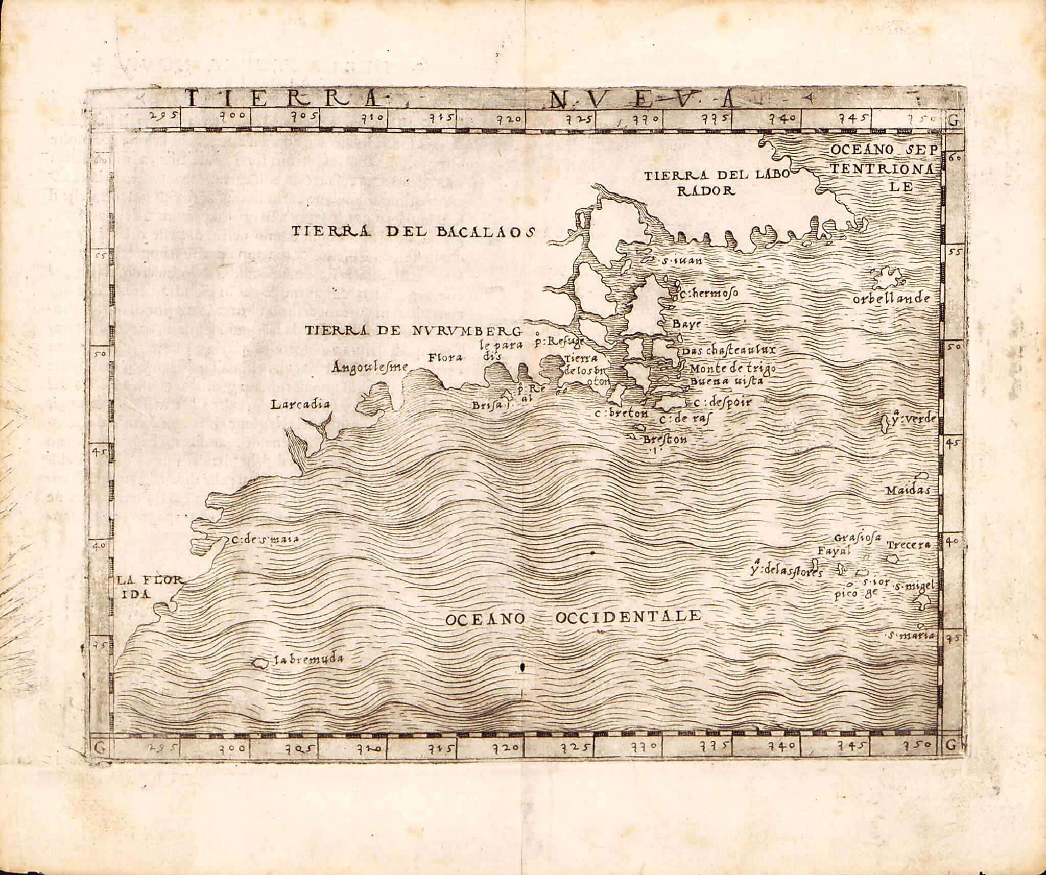 This old map of Tierra Nveva. (Tierra Nueva) from 1548 was created by Giacomo Gastaldi,  Ptolemy in 1548