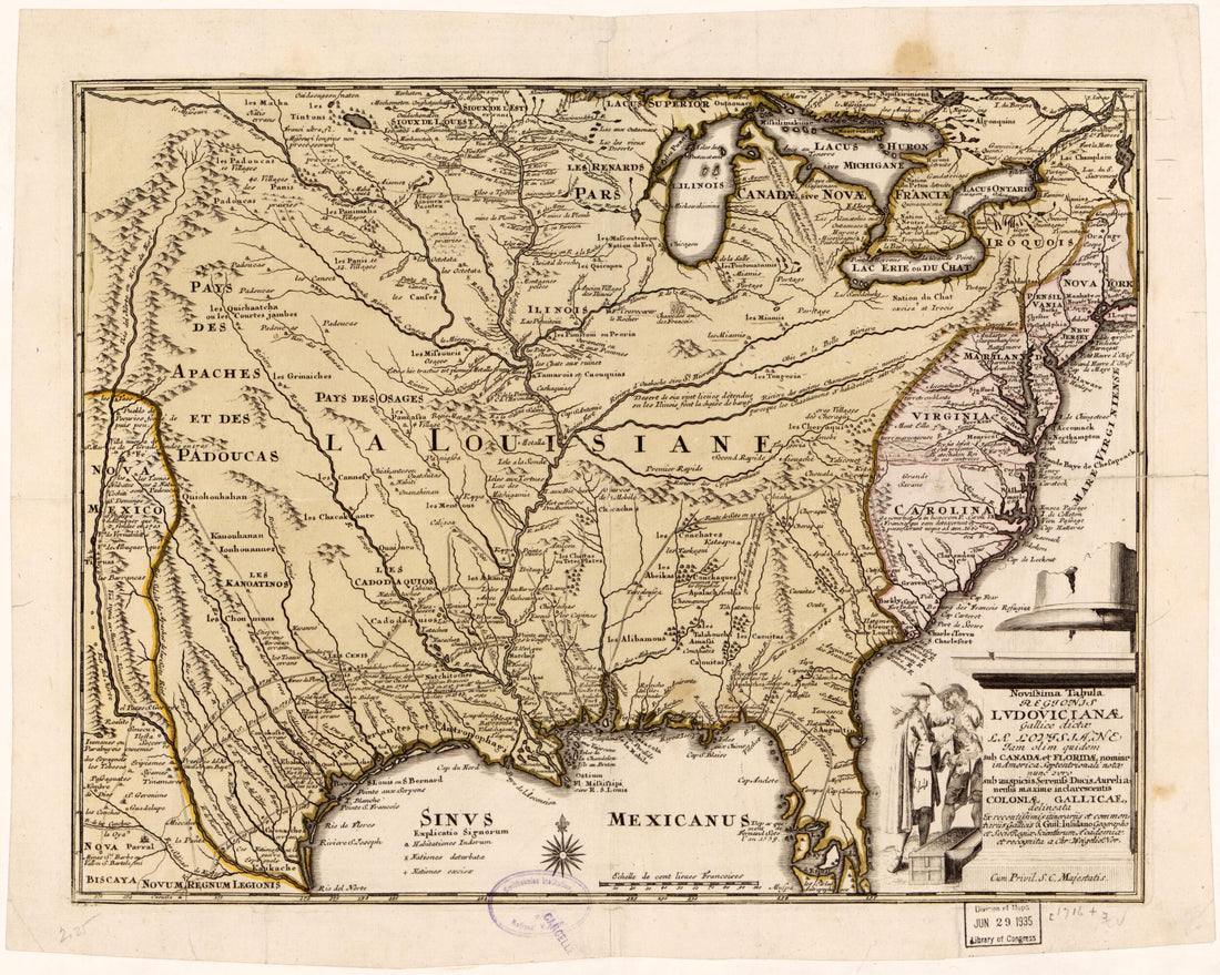 This old map of Novissima Tabula Regionis Lvdovicianae Gallice Dictae La Lovgsiane Iam Olim Quidem Sub Canadae Et Floridae Nomine In America Septentrionali from 1716 was created by Guillaume De L&