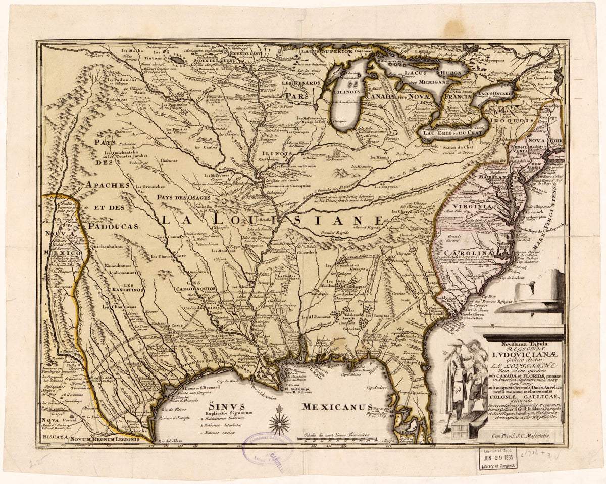 Novissima Tabula Regionis Lvdovicianae Gallice Dictae La Lovgsiane Iam Olim Quidem Sub Canadae Et Floridae Nomine In America Septentrionali 1716 by Relic Map Company