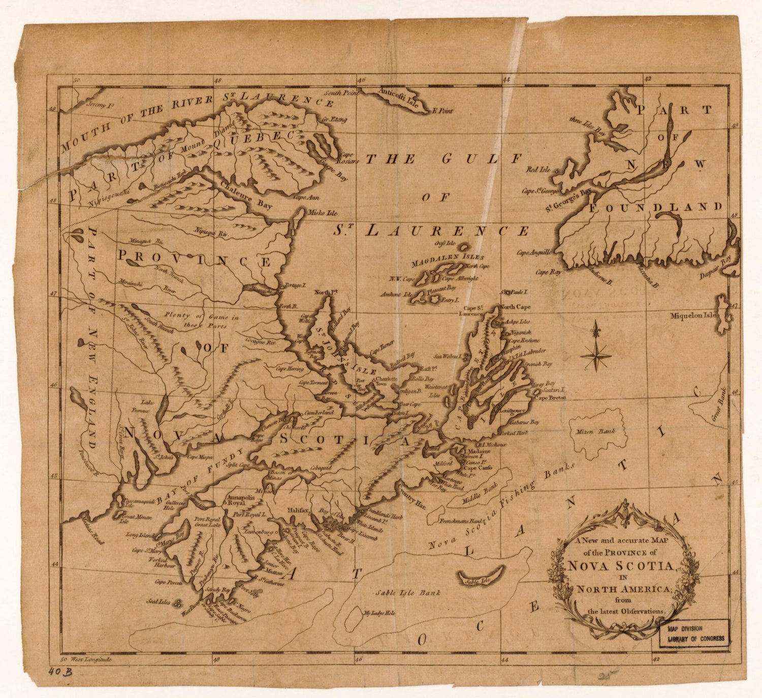 This old map of A New and Accurate Map of the Province of Nova Scotia In North America : from the Latest Observations from 1781 was created by  in 1781