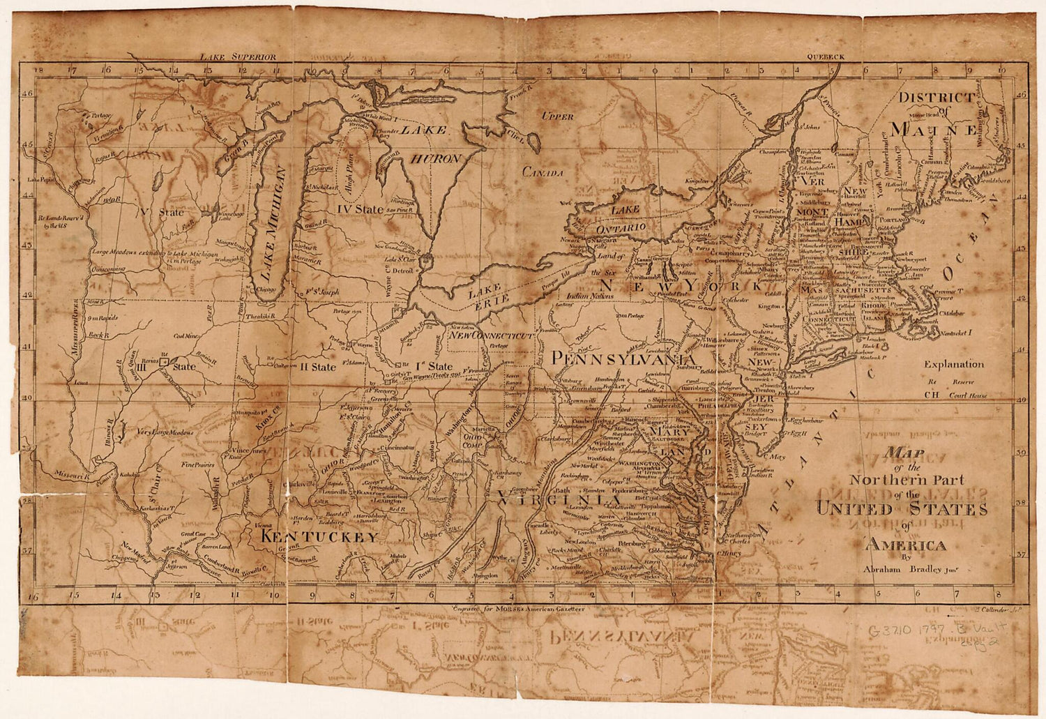 This old map of Map of the Northern Part of the United States of America from 1797 was created by Abraham Bradley, Benjamin Callender, Jedidiah Morse in 1797