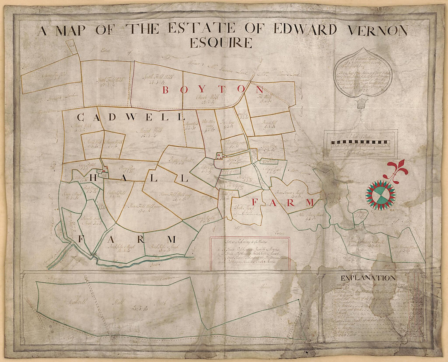 This old map of A Map of the Estate of Edward Vernon Esquire from 1722 was created by Jno Miller, Edward Vernon in 1722