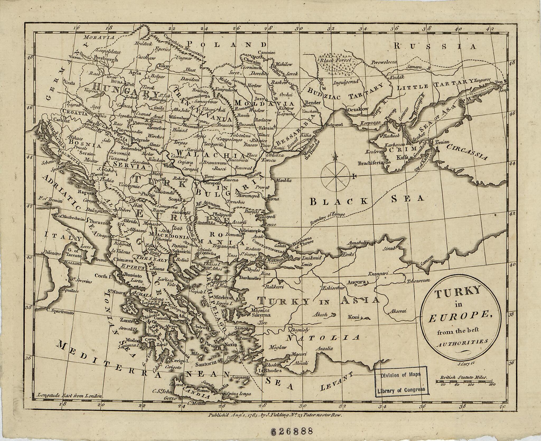 This old map of Turky In Europe : from the Best Authorities (Turkey In Europe) from 1783 was created by John Cary, John Fielding in 1783