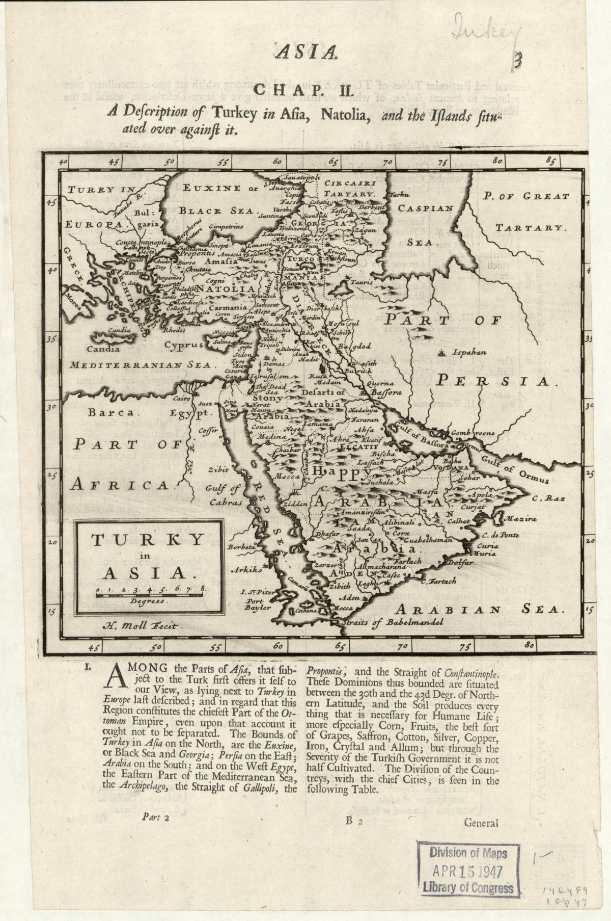 Turky In Asia (Description of Turkey In Asia, Natolia, and the Islands Situated Over Against It, Asia. Chap. II) 1783 by Relic Map Company