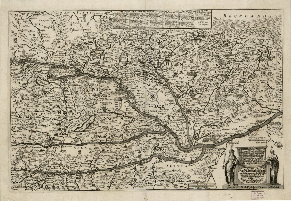 Neue Land Tafel Von Hungarn : Und Dessenincorporirten Königreichen Und Provinzen 1664 by Relic Map Company