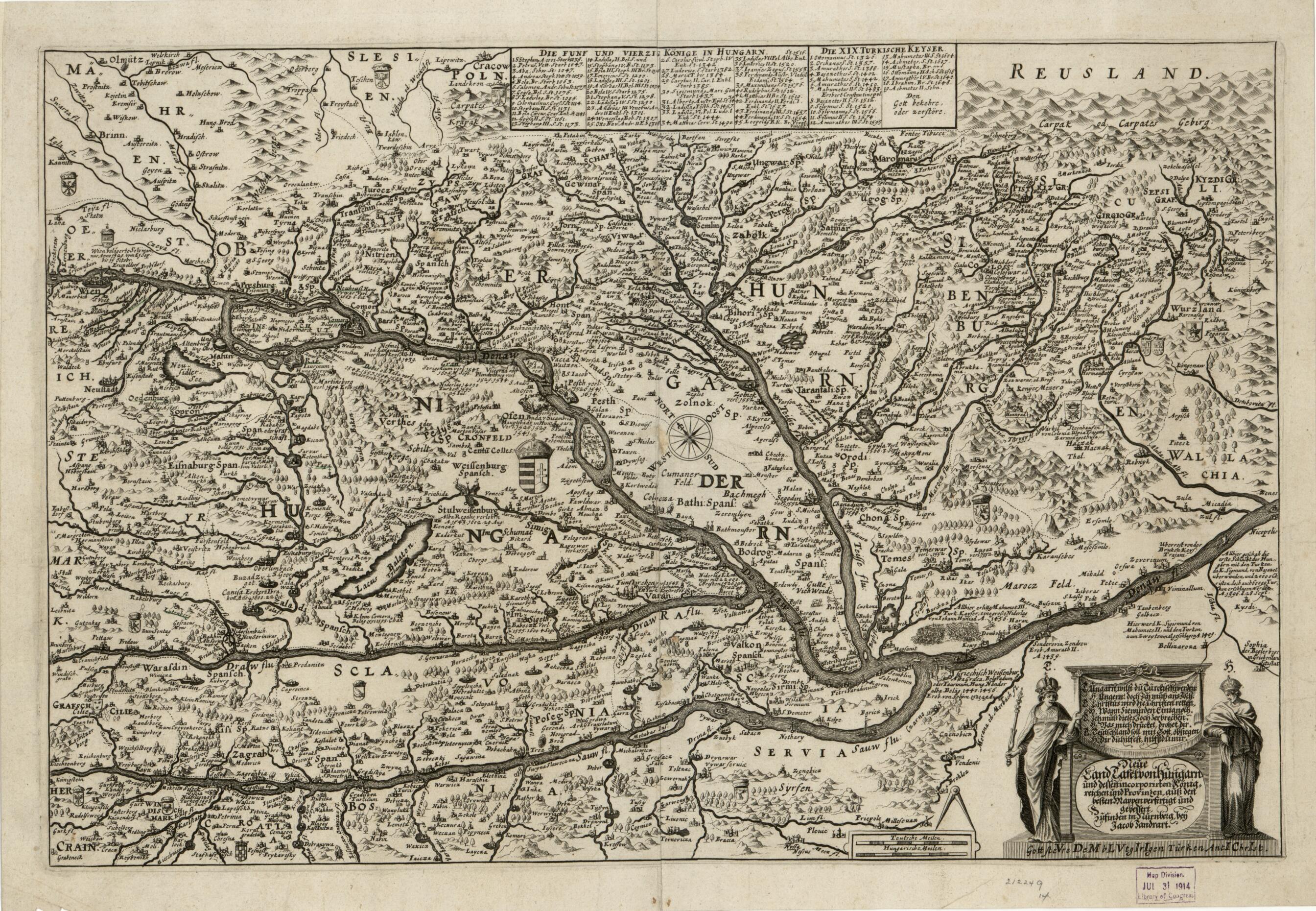 This old map of Neue Land Tafel Von Hungarn : Und Dessenincorporirten Königreichen Und Provinzen from 1664 was created by Jakob Von Sandrart in 1664