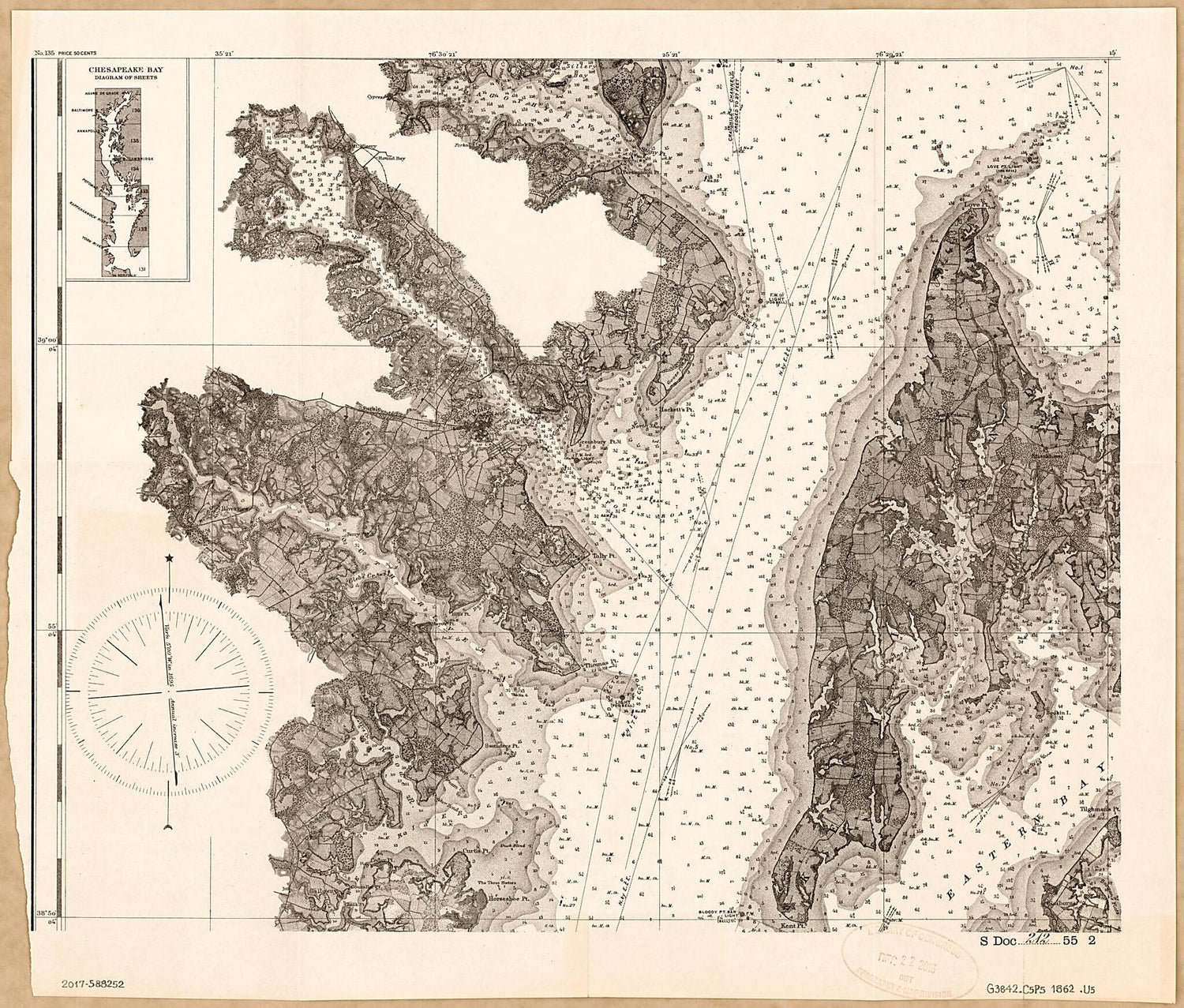 This old map of Chesapeake Bay from 1862 was created by  United States Coast Survey,  United States. Congress. Senate in 1862