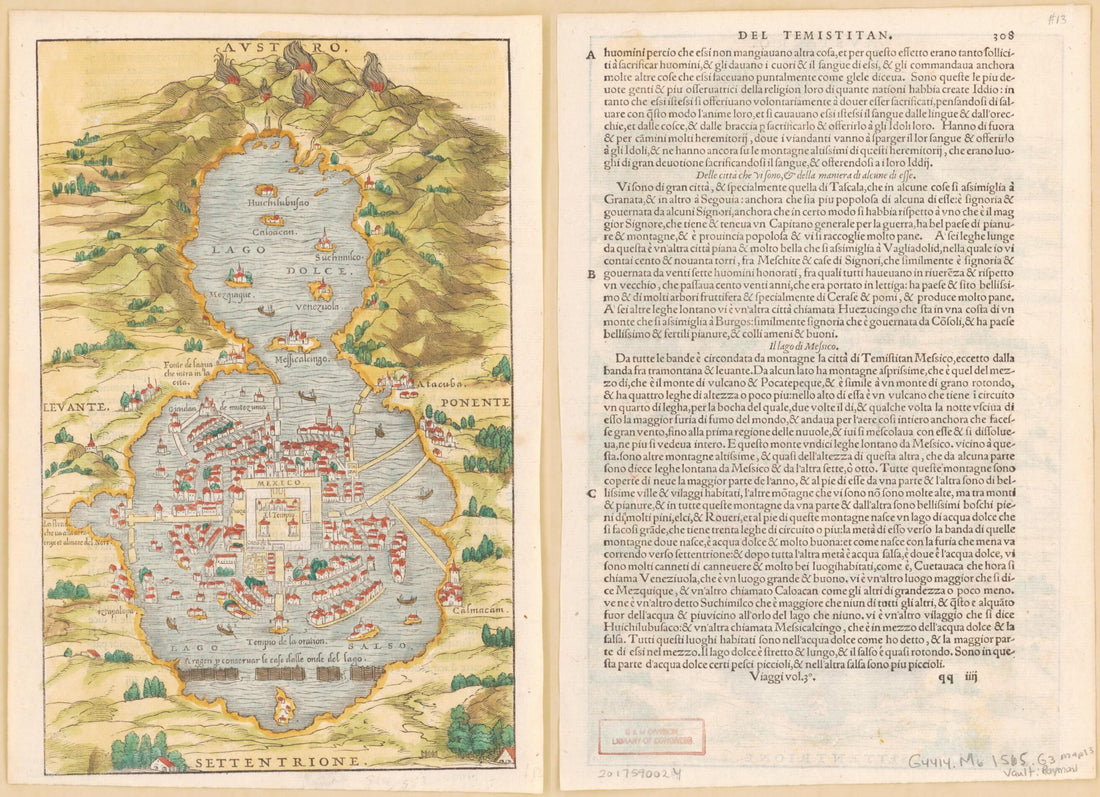 This old map of Plan of Mexico City (Mexico) from 1565 was created by Giacomo Gastaldi in 1565