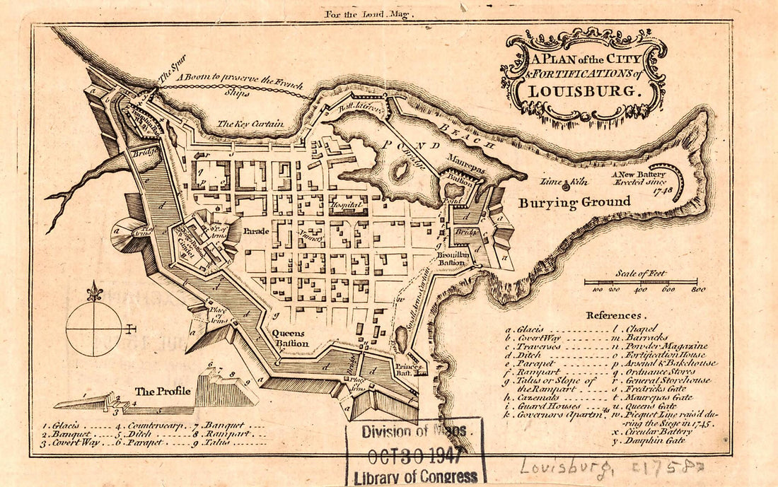 This old map of A Plan of the City & Fortifications of Louisburg from 1758 was created by  in 1758