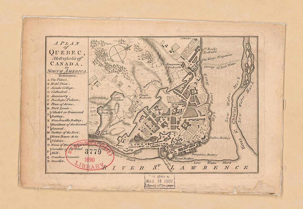 A Plan of Quebec, Metropolis of Canada In North America 1759 by Relic Map Company