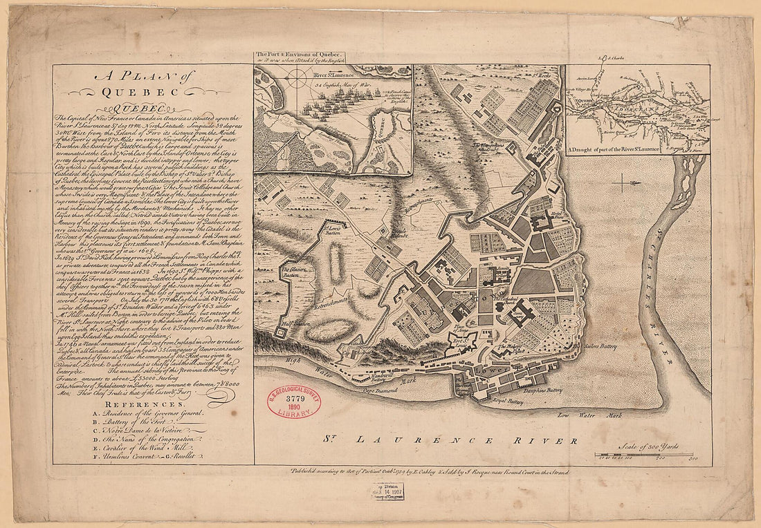 This old map of A Plan of Quebec from 1759 was created by Edward Oakley in 1759