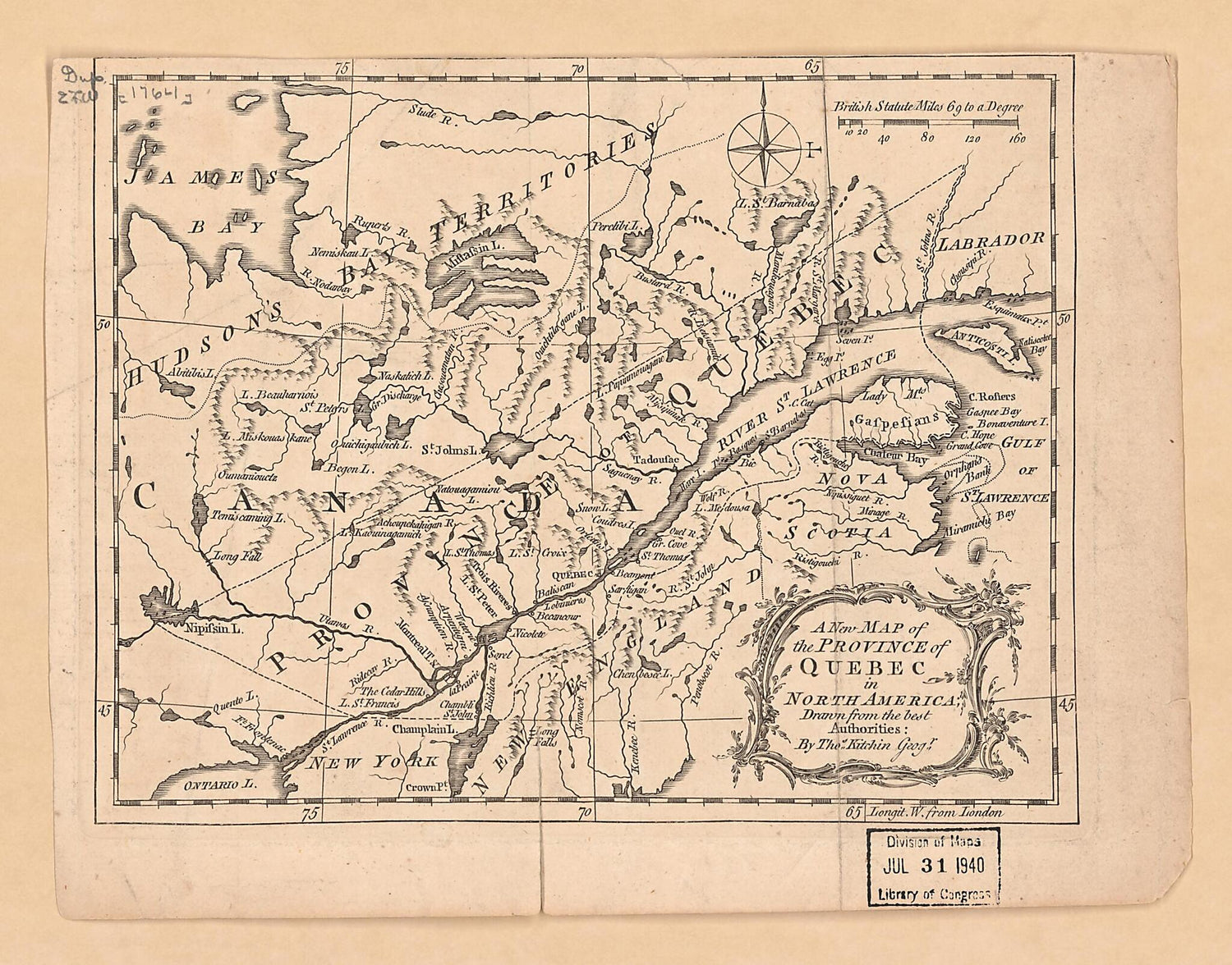 This old map of A New Map of the Province of Quebec In North America from 1763 was created by Thomas Kitchin in 1763