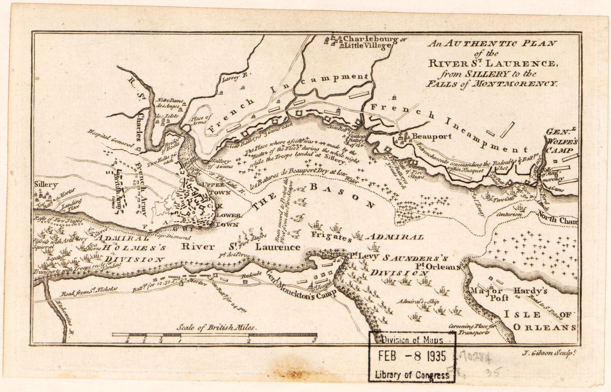 An Authentic Plan of the River St. Lawrence from Sillery to the Falls of Montmorency 1759 by Relic Map Company