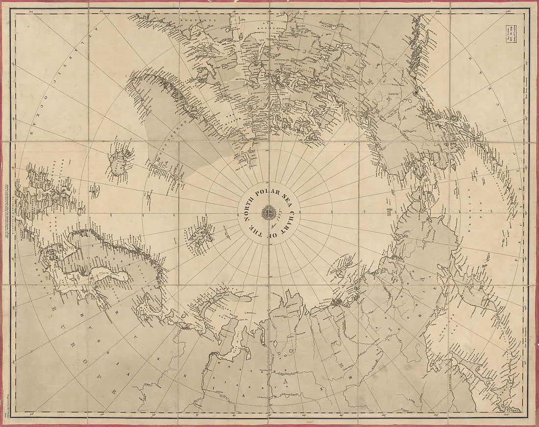 This old map of Chart of the North Polar Sea from 1855 was created by Millard Fillmore,  Great Britain. Hydrographic Office,  J. &amp; C. Walker (Firm), J. D. (John Dennett) Potter in 1855