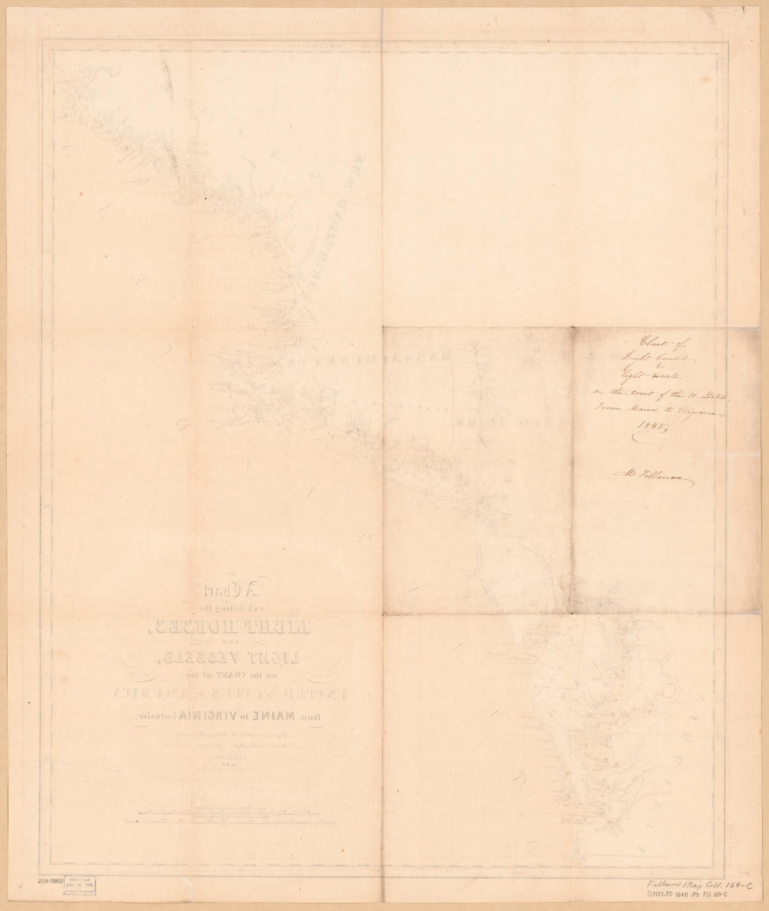 This old map of A Chart Exhibiting the Light Houses and Light Vessels On the Coast of the United States of America : from Maine to Virginia Inclusive (Chart Exhibiting the Light Houses and Light Vessels from Maine to Virginia Inclusive) from 1848 was cre