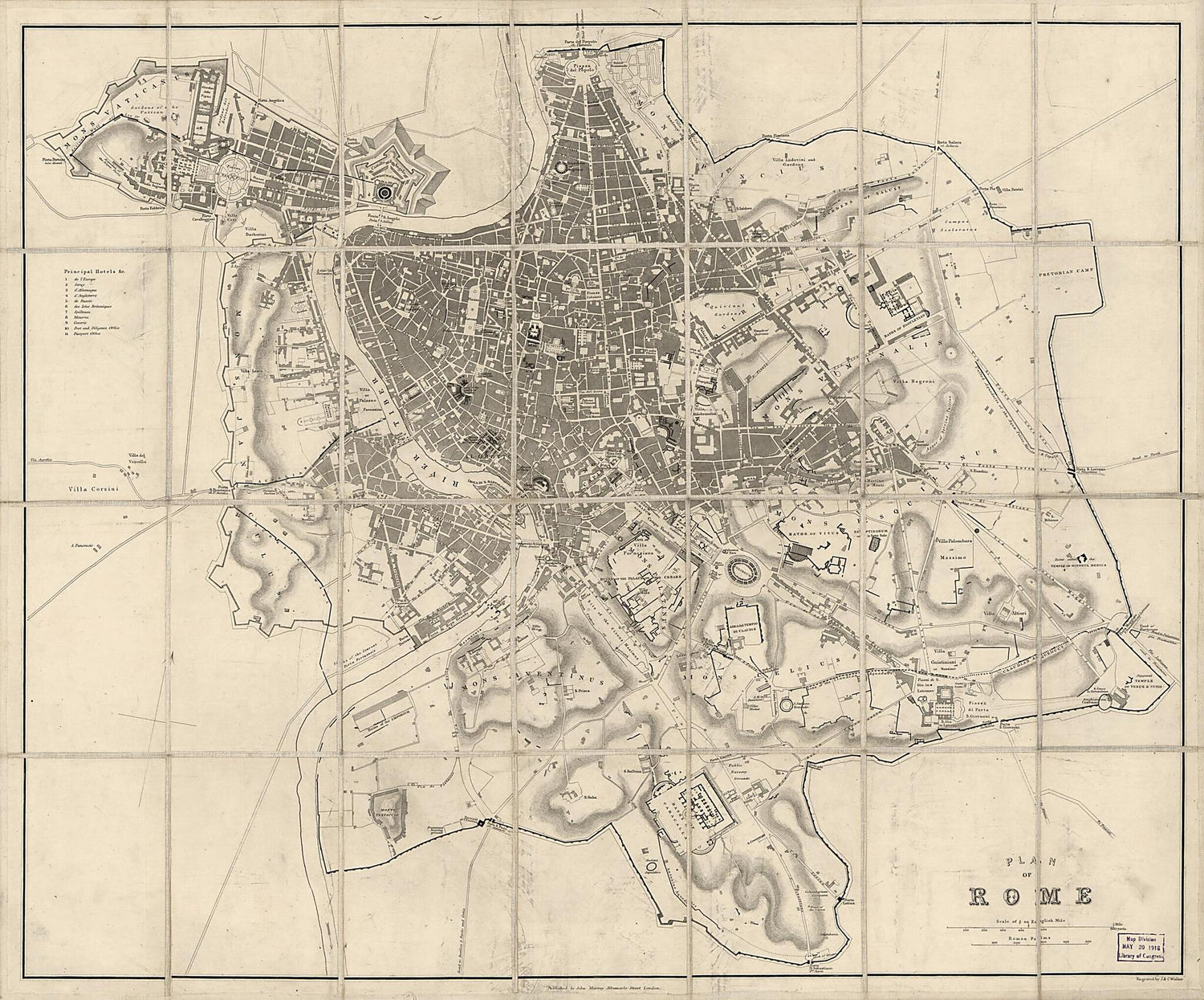 This old map of Plan of Rome from 1850 was created by Millard Fillmore,  J. &amp; C. Walker (Firm), John Murray in 1850