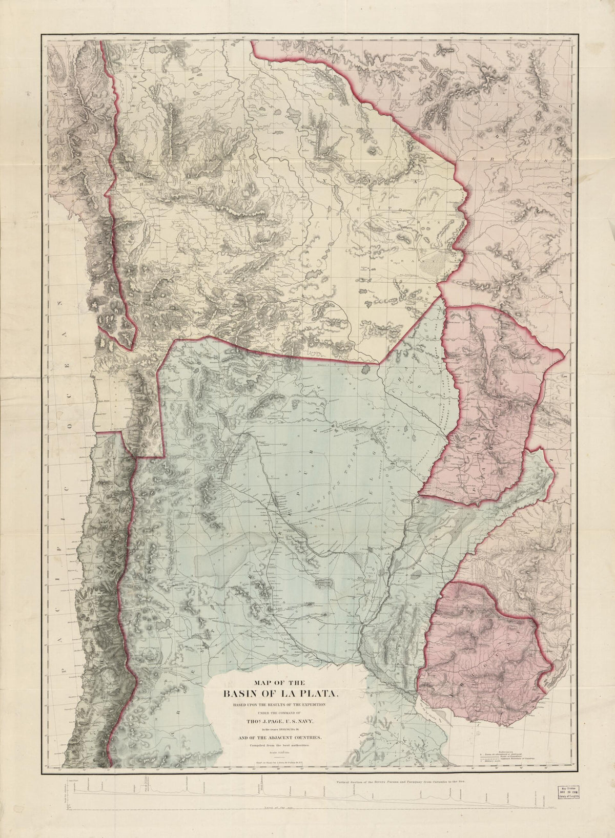 Argentina, Rio De La Plata, Uruguay and of the Adjacent Countries (Map of the Basin of LaPlata) 1856 by Relic Map Company