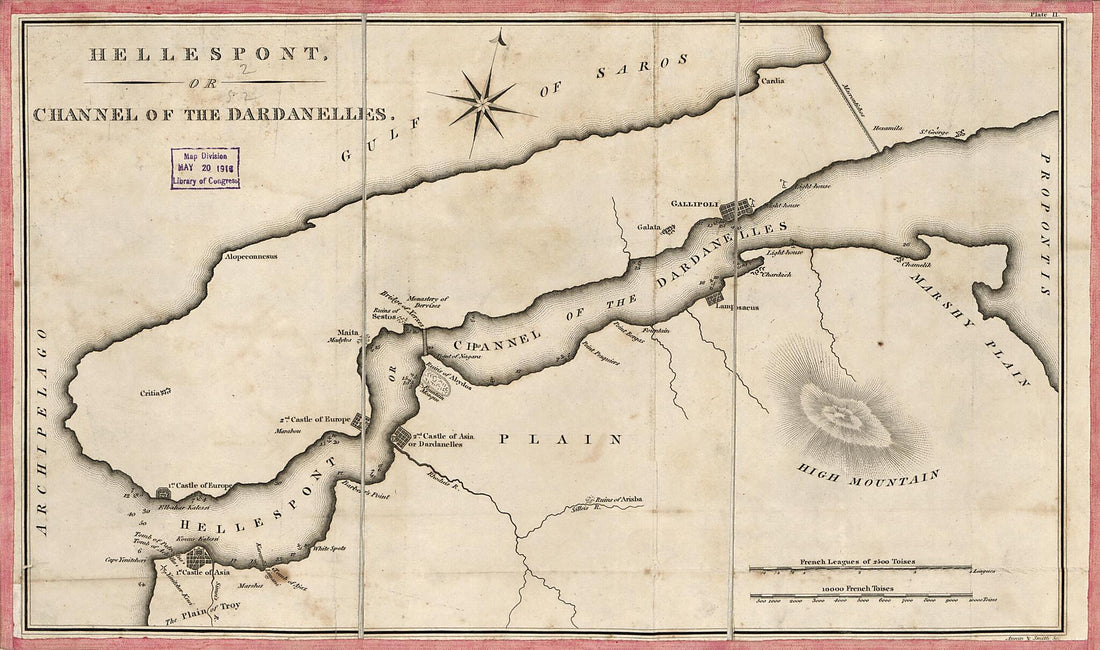 This old map of Hellespont Or Channel of the Dardanelles from 1830 was created by  Annin &amp; Smith, Millard Fillmore in 1830