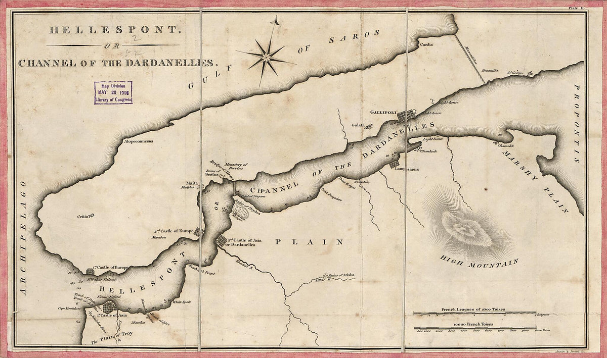 Hellespont Or Channel of the Dardanelles 1830 by Relic Map Company