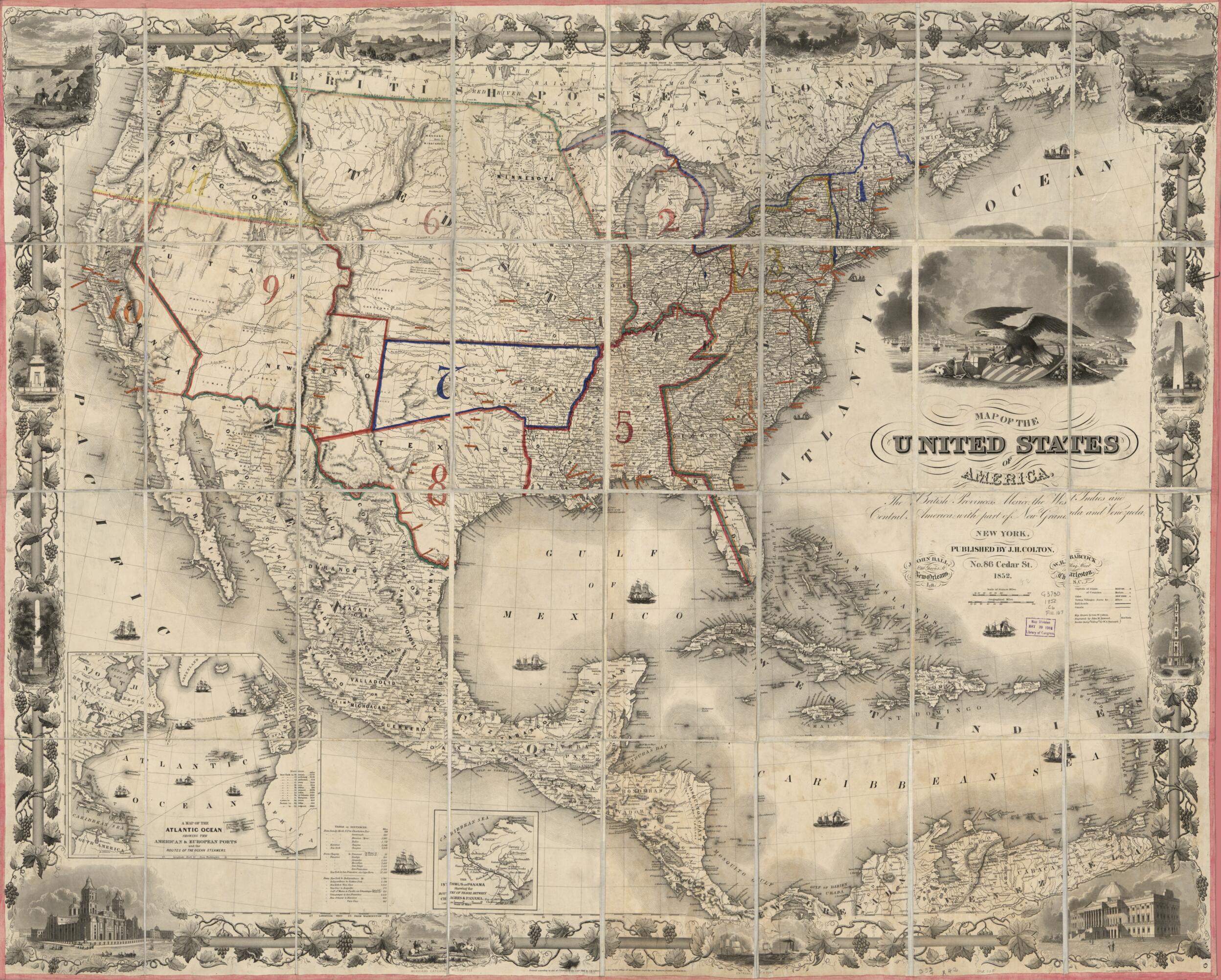 This old map of Map of the United States of America, the British Provinces, Mexico, the West Indies and Central America With Part of New Granada and Venezuela (Military Map of U. States from 1852) was created by John M. Atwood, William S. Barnard, G. Woo