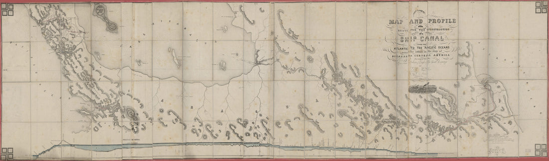 This old map of Map and Profile of the Route for the Construction of a Ship Canal from the Atlantic to the Pacific Oceans Across the Isthmus In the State of Nicaragua, Central America from 1851 was created by  American Atlantic and Pacific Ship Canal Com