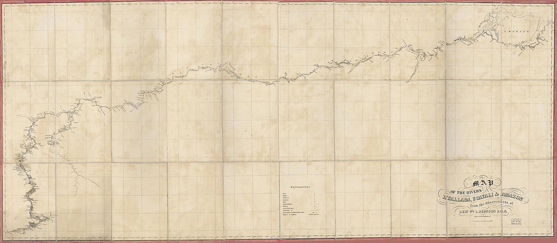 This old map of Map of the Rivers Huallaga, Ucayali &amp; Amazon from 1852 was created by  A. Hoen &amp; Co, Millard Fillmore, William Lewis Herndon, Jan Tyssowski in 1852