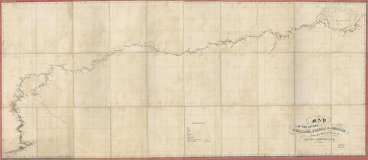 Map of the Rivers Huallaga, Ucayali &amp; Amazon in 1852 by Relic Map Company