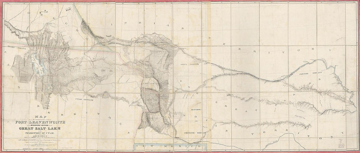 Map of a Reconnoissance Between Fort Leavenworth On the Missouri River, and the Great Salt Lake In the Territory of Utah, Made In 1849 and 1850 (Fort Leavenworth On the Missouri River, and the Great Salt Lake In the Territory of Utah) by Relic Map Company