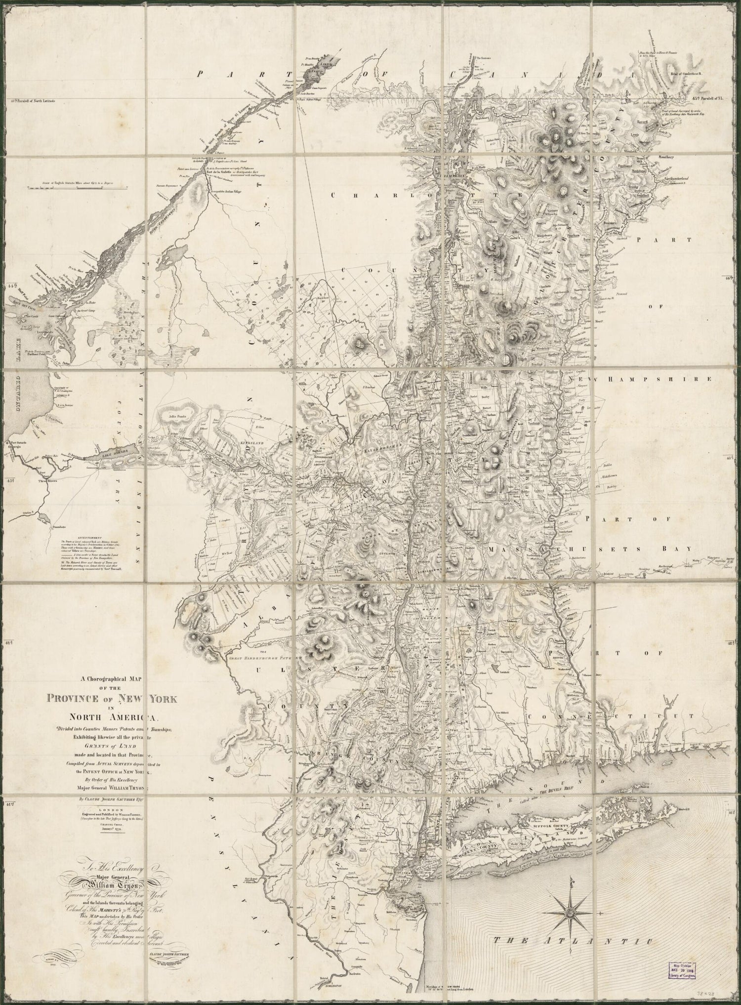 This old map of A Chorographical Map of the Province of New York In North America : Divided Into Counties, Manors, Patents, and Townships : Exhibiting Likewise All the Private Grants of Land Made and Located In That Province from 1849 was created by Will