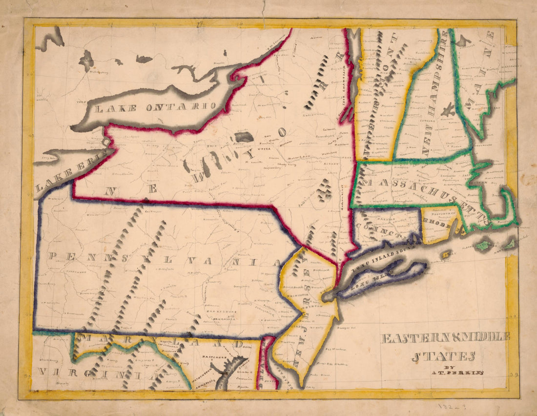 This old map of Eastern &amp; Middle States (Eastern and Middle States) from 1820 was created by A. T. Perkins in 1820