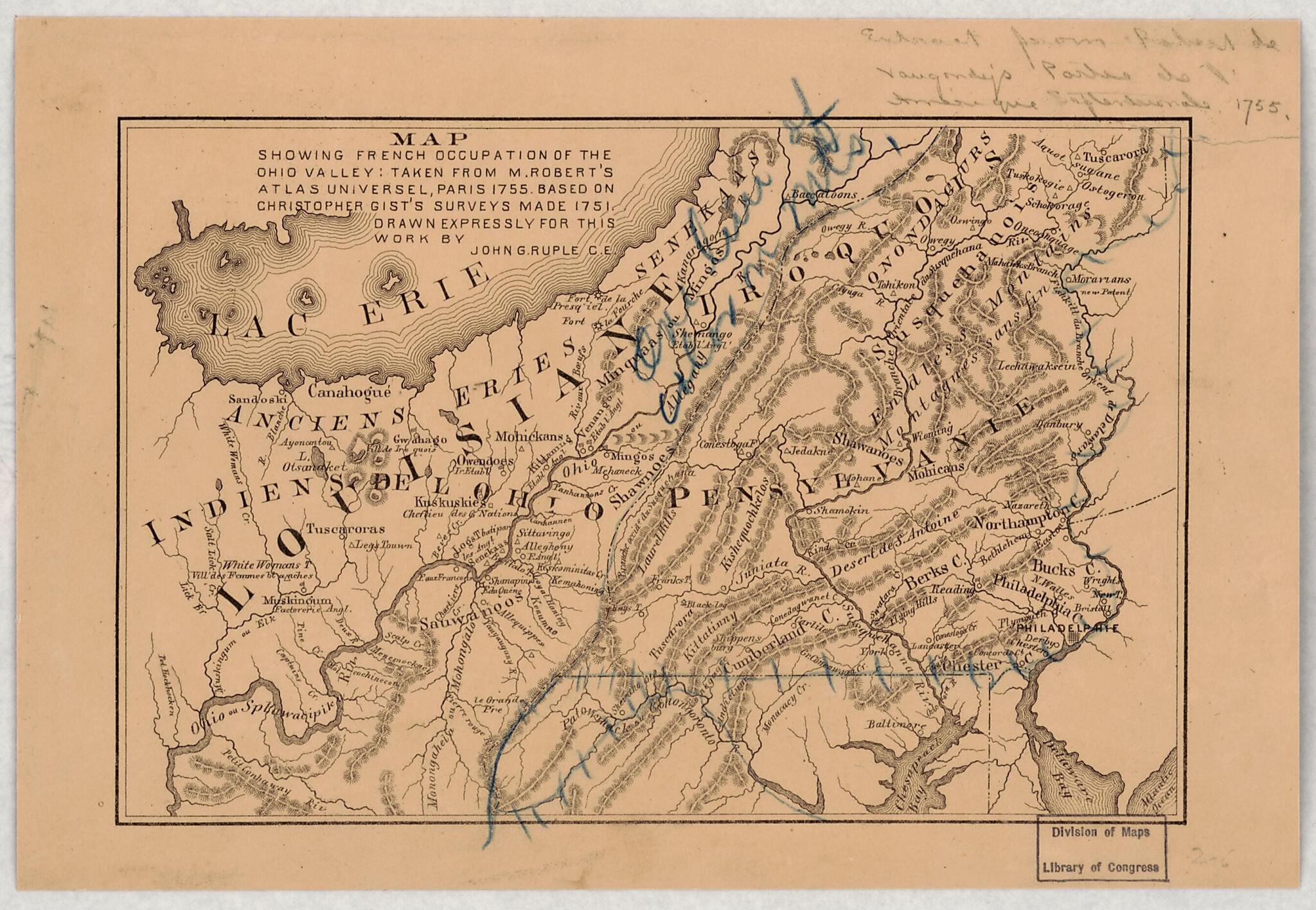 This old map of Map Showing French Occupation of the Ohio Valley : Taken from Mr. Robert&