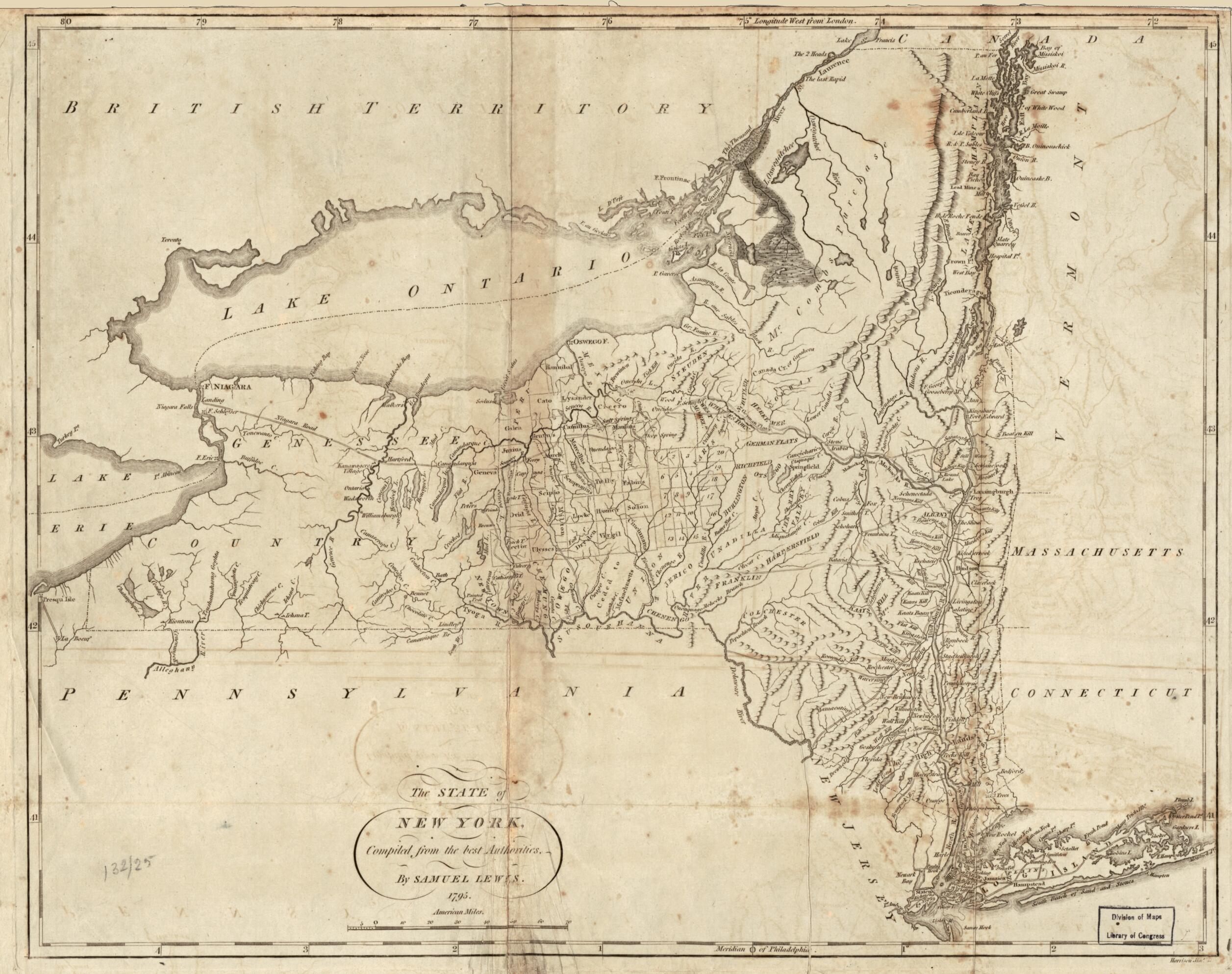 This old map of The State of New York from 1795 was created by Mathew Carey, William Harrison, Samuel Lewis in 1795