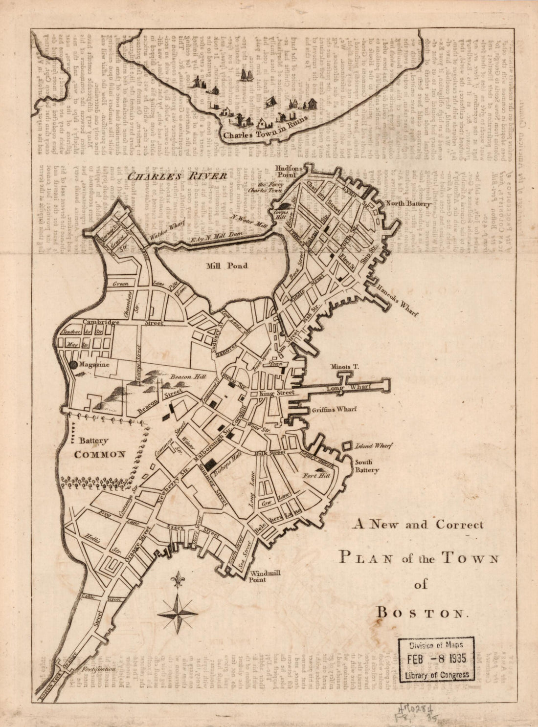This old map of A New and Correct Plan of the Town of Boston from 1775 was created by  in 1775