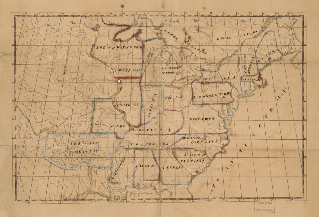 This old map of Manuscript Map of the United States from 1820 was created by  in 1820