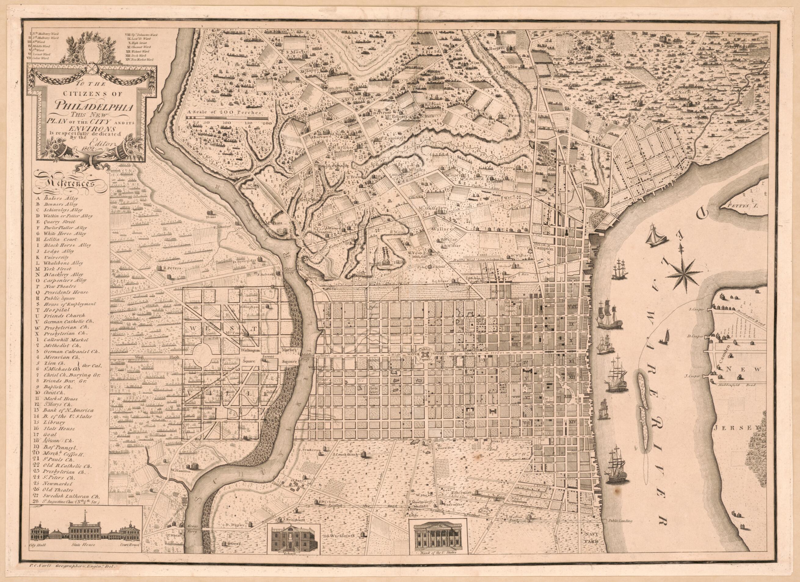 This old map of To the Citizens of Philadelphia, This New Plan of the City and Its Environs Is Respectfully Dedicated by the Editor from 1802 was created by Charles Varle in 1802