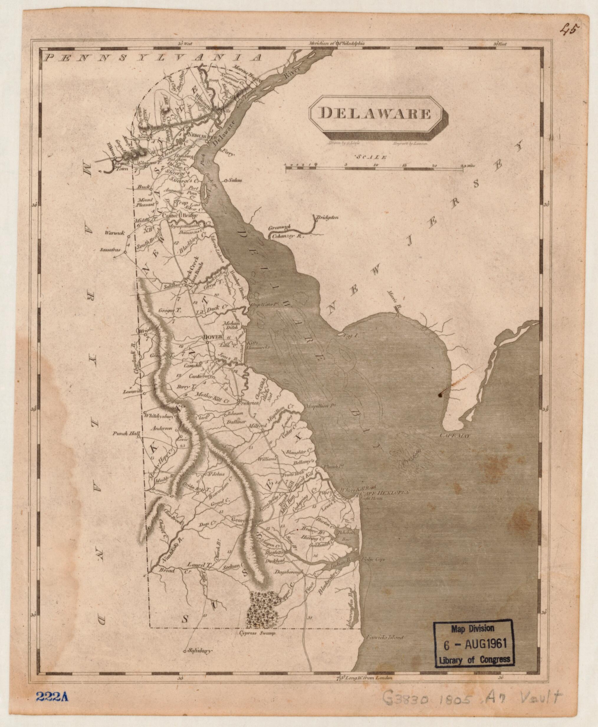 This old map of Delaware from 1804 was created by Aaron Arrowsmith, Alexander Lawson, Samuel Lewis in 1804