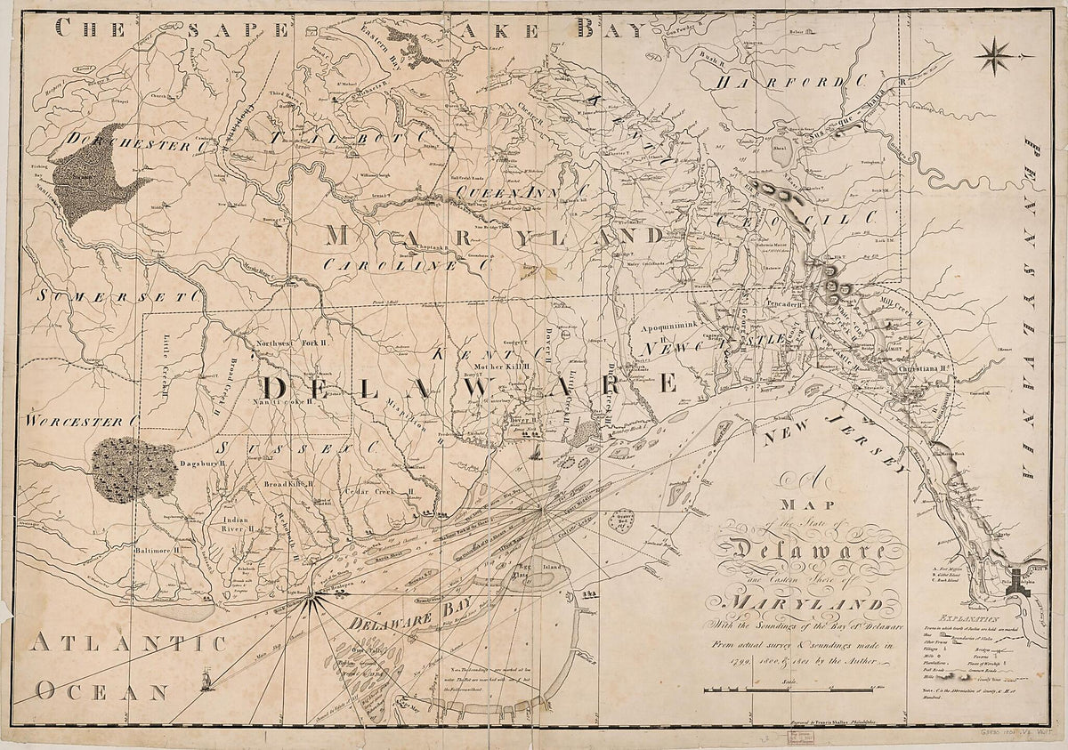 A Map of the State of Delaware and the Eastern Shore of Maryland : With the Soundings of the Bay of Delaware 1801 by Relic Map Company