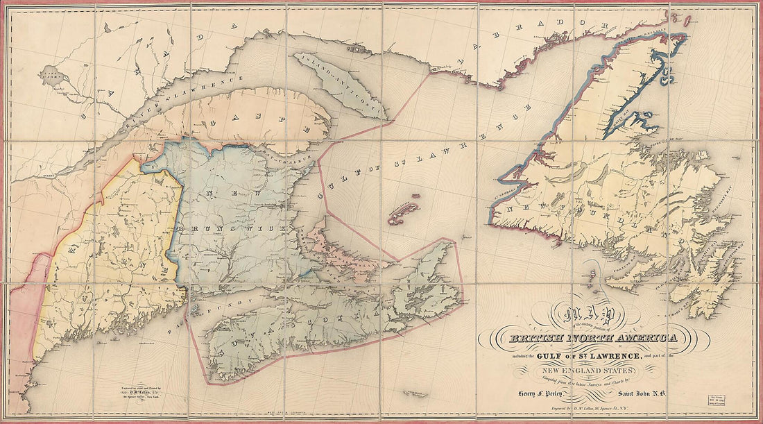 This old map of Map of the Eastern Portion of British North America : Including the Gulf of St. Lawrence, and Part of the New England States from 1852 was created by Henry F. Perley in 1852
