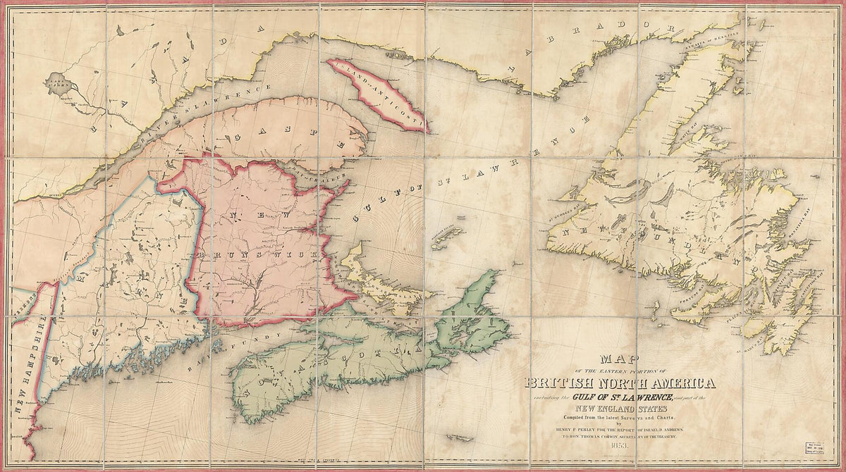Map of the Eastern Portion of British North America : Including the Gulf of St. Lawrence, and Part of the New England States 1853 by Relic Map Company