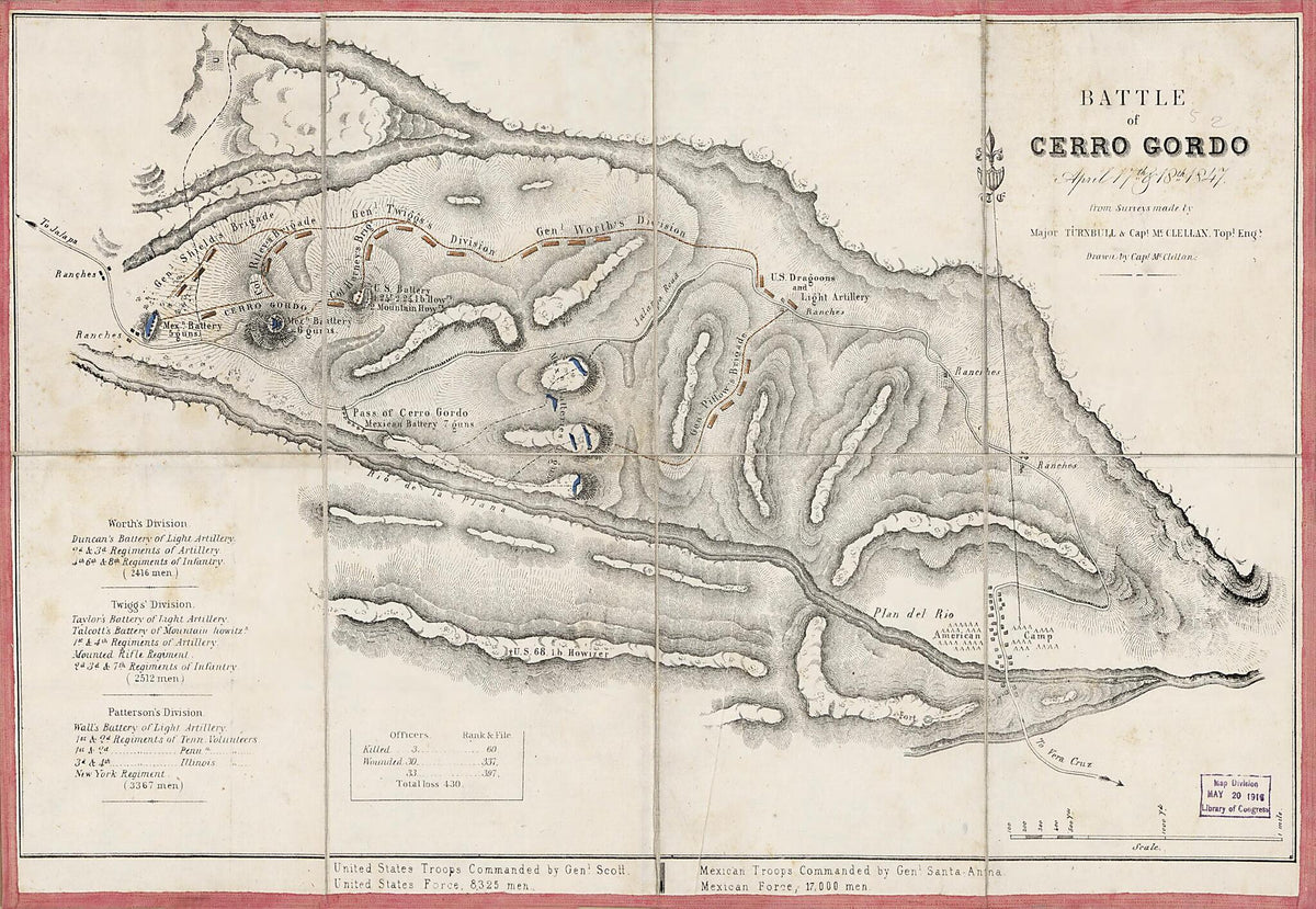 Battle of Cerro Gordo April 17th &amp; 18th 1847 : from Surveys Made by Major Turnbull, Capt. McClellan, Topl. Engs by Relic Map Company