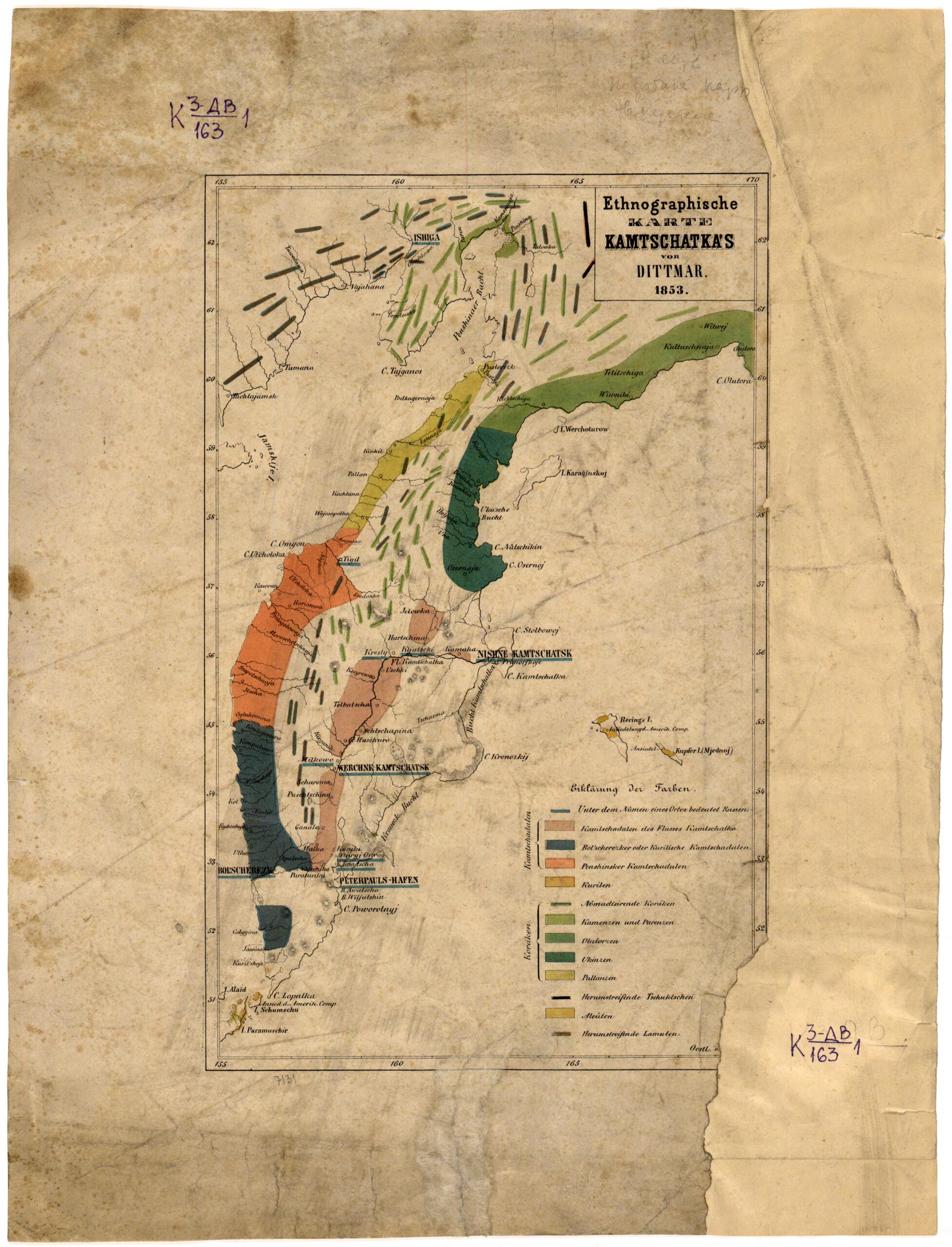 This old map of Ethnographische Karte Kamtschatka&